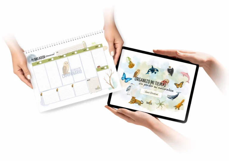 planner semanal digital inspirado en la naturaleza para planificar días y tareas