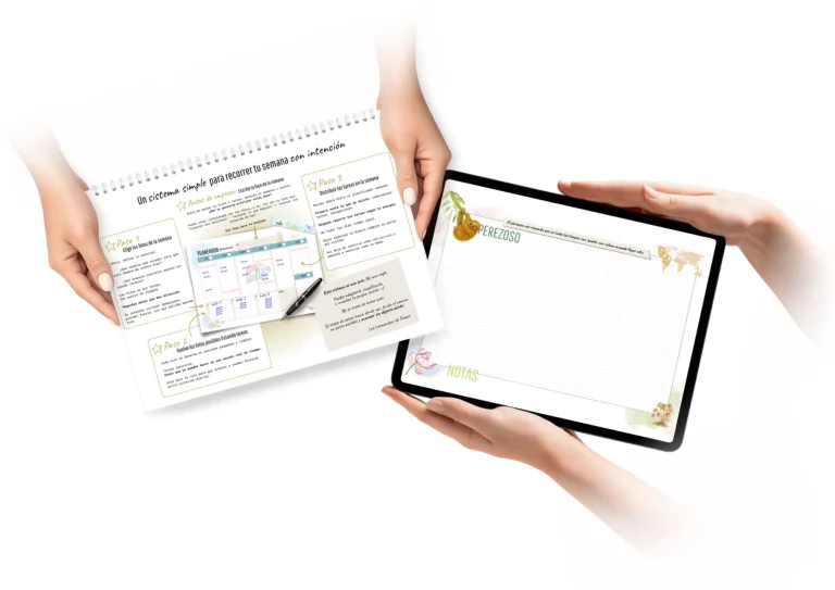 sistema visual para organizar la semana con planner inspirado en la naturaleza y páginas de notas